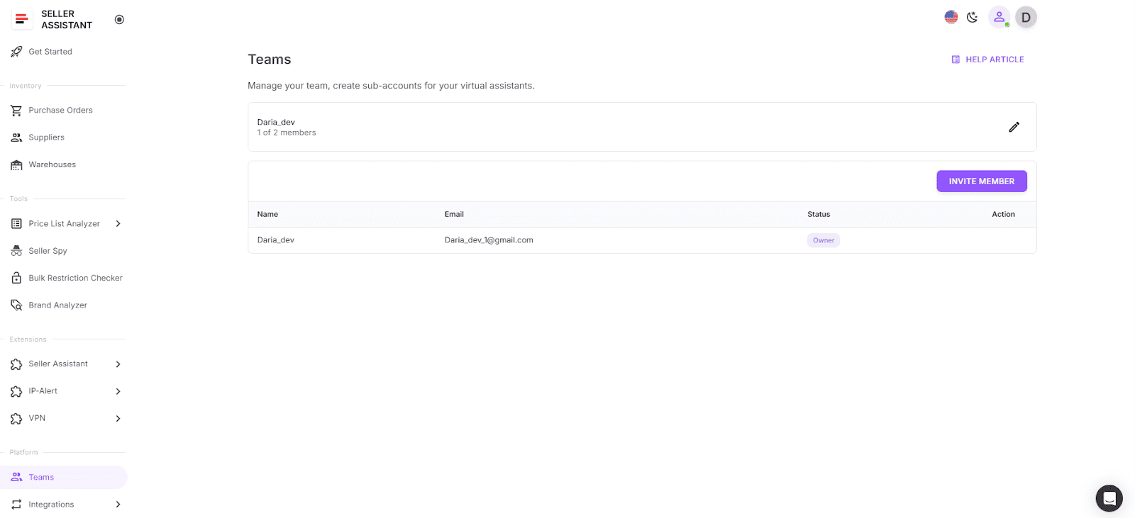 Virtual Assistant Account