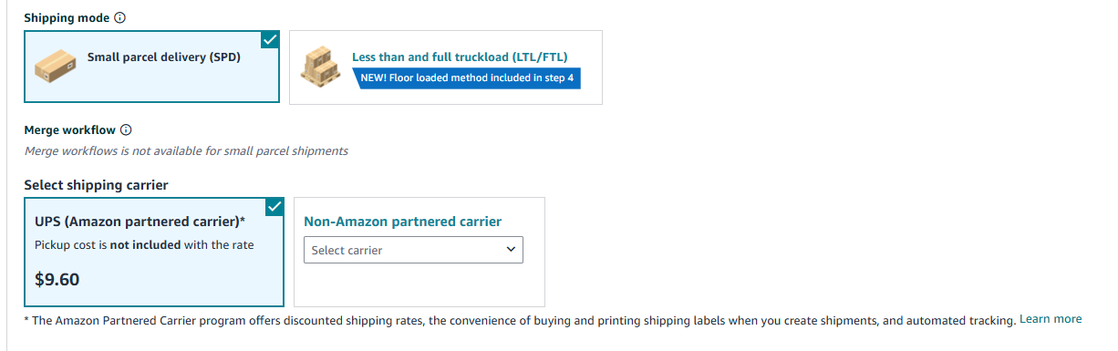 Choose carrier and costs