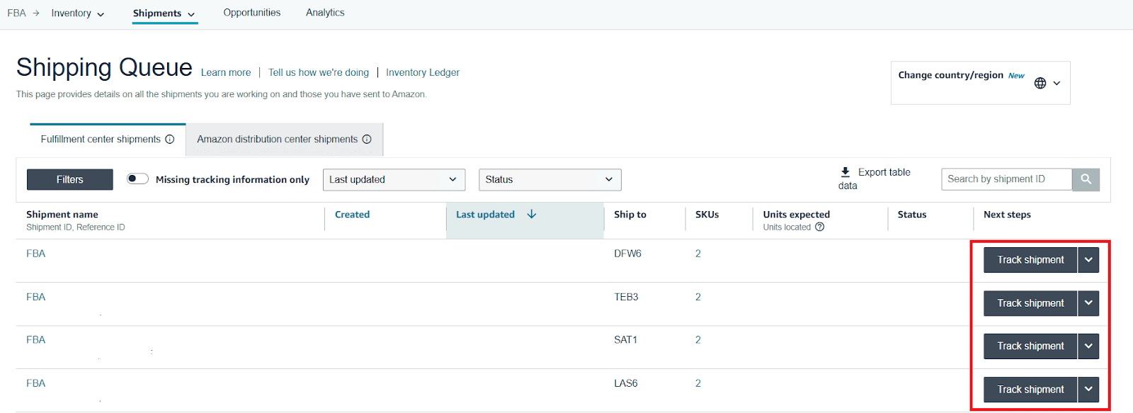 Track the shipment from the Shipping Queue