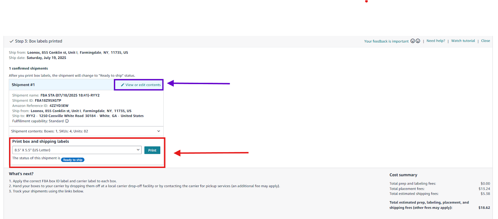 Print shipping labels