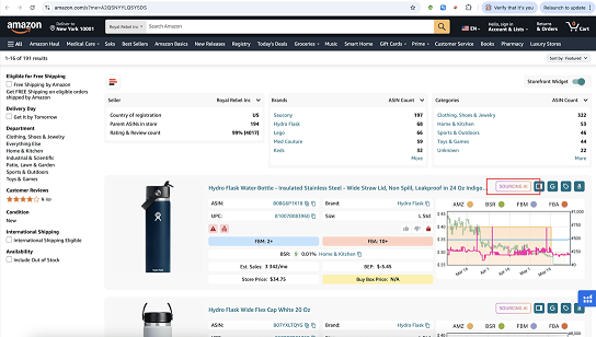 Sourcing AI in Storefront Widget inside competitor storefronts
