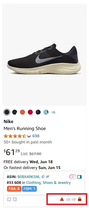 Quick View, bir ürünün kısıtlı olup olmadığını renk kodlu kilit simgeleriyle (kırmızı kilit kısıtlı ürünler, yeşil kilit kısıtsız ürünler anlamına gelir) bildirir. Ayrıca IP şikayetleri olan ürünleri de işaretler