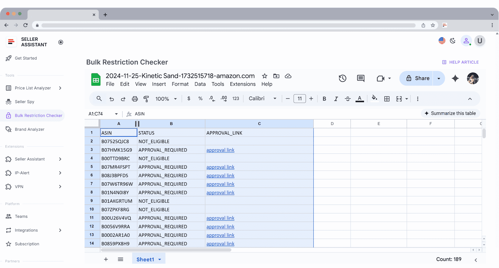 Bulk Restriction Checker raporu