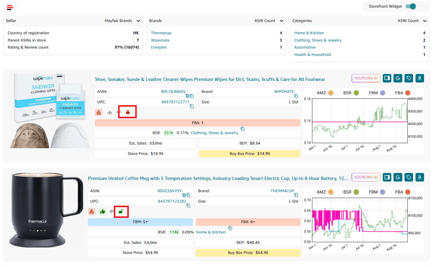 Check restrictions through competitor storefronts
