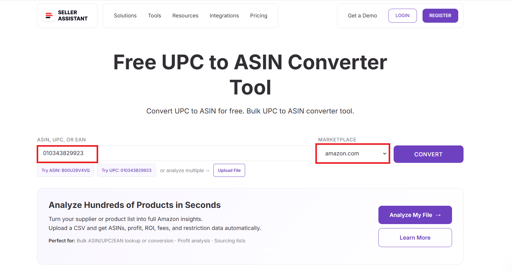 Enter the UPC you want to convert