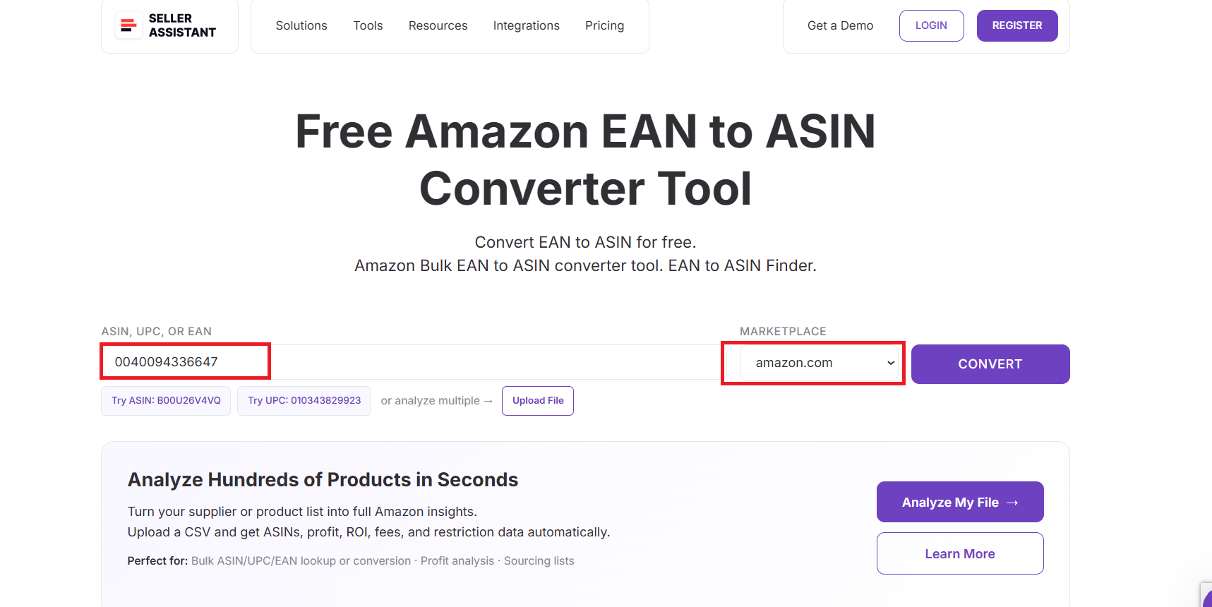 Enter the EAN you want to convert
