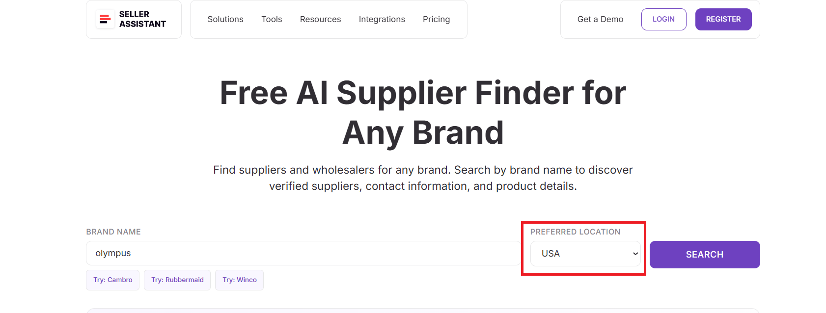 Select distributor location
