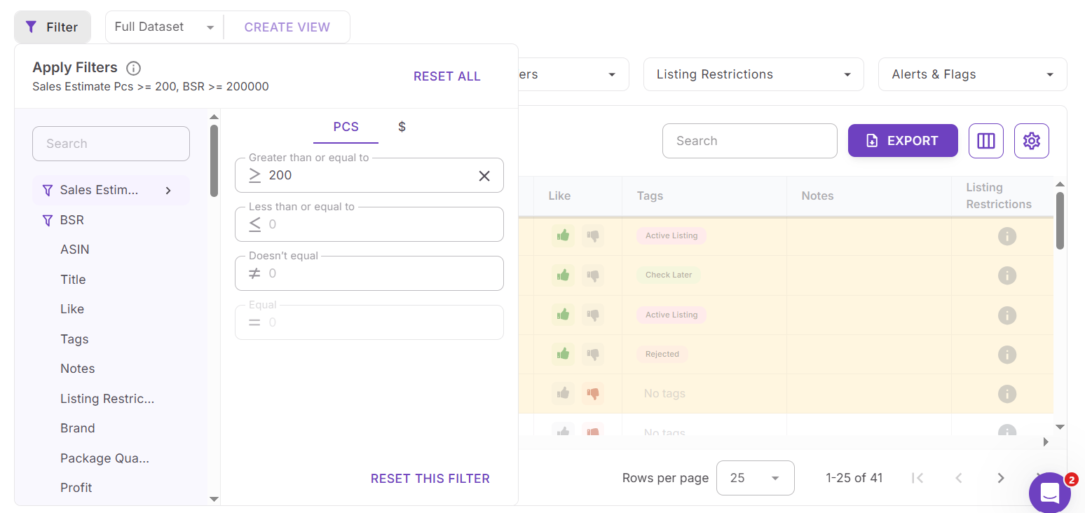 Сузьте выборку по спросу и конкуренции