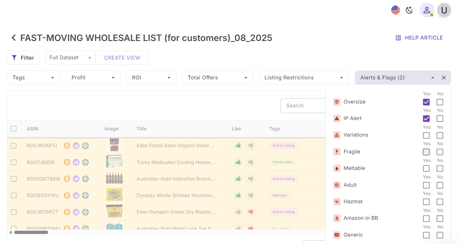 Отфильтруйте по праву на продажу и риску