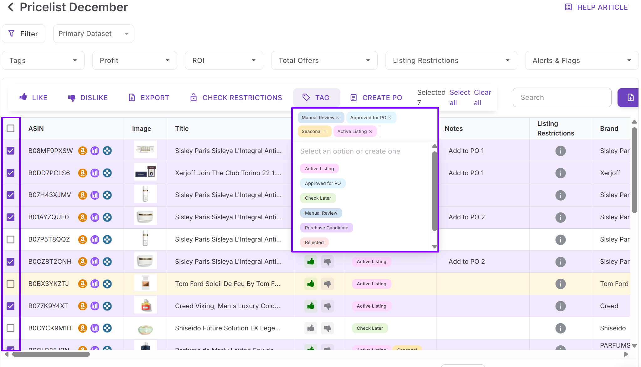 Review products and assign initial tags