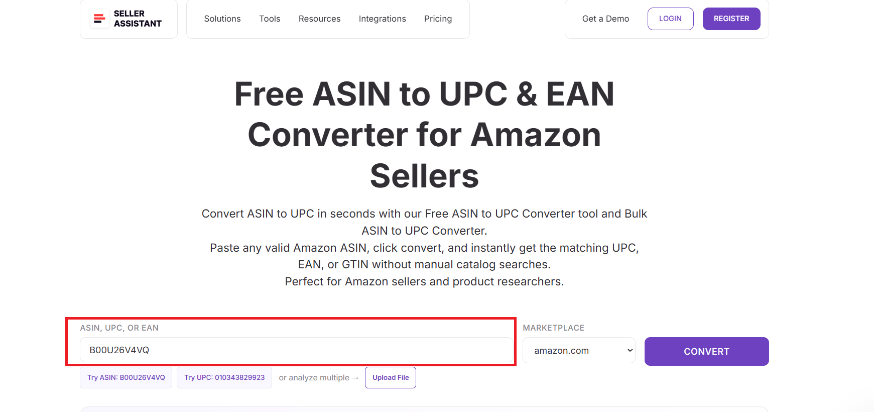 Enter the ASIN you want to convert
