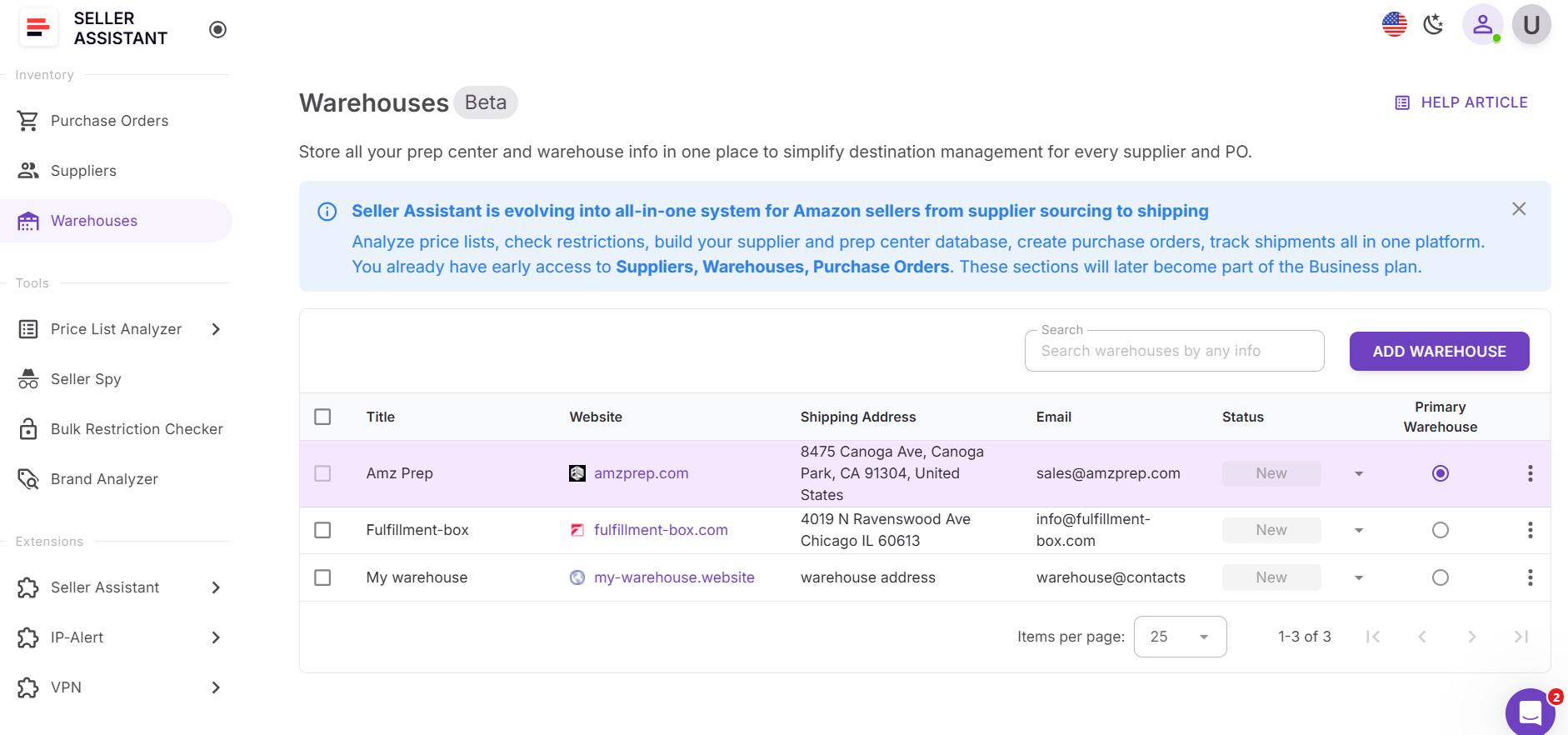 Access Warehouses Database
