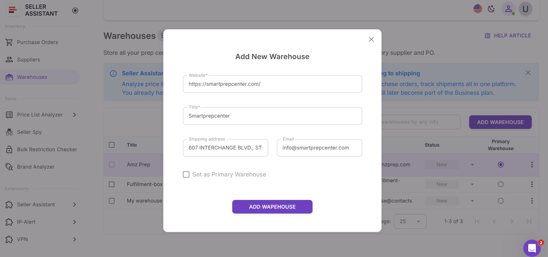 Add a warehouse or prep center
