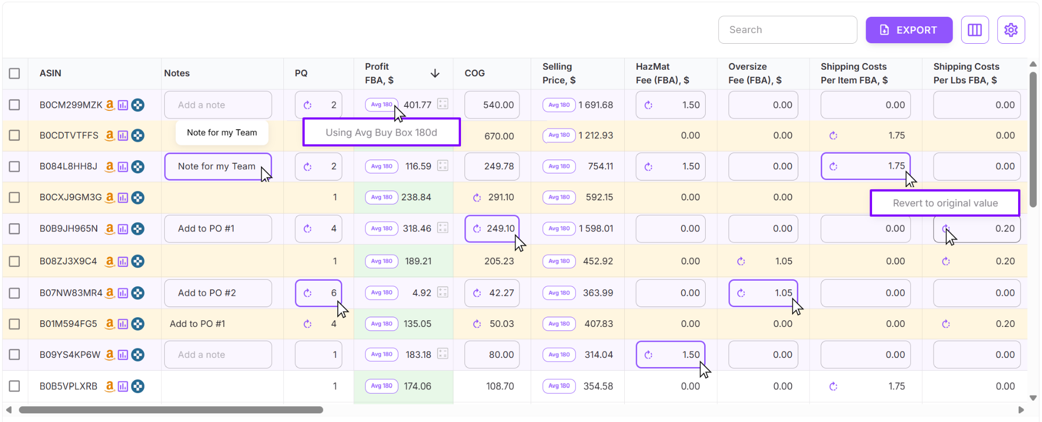 Adjust costs and recalculate
