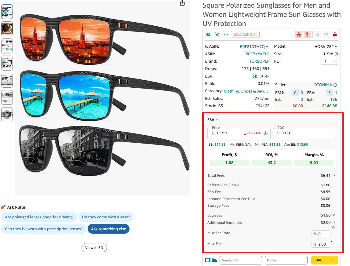 FBM and FBA Calculator