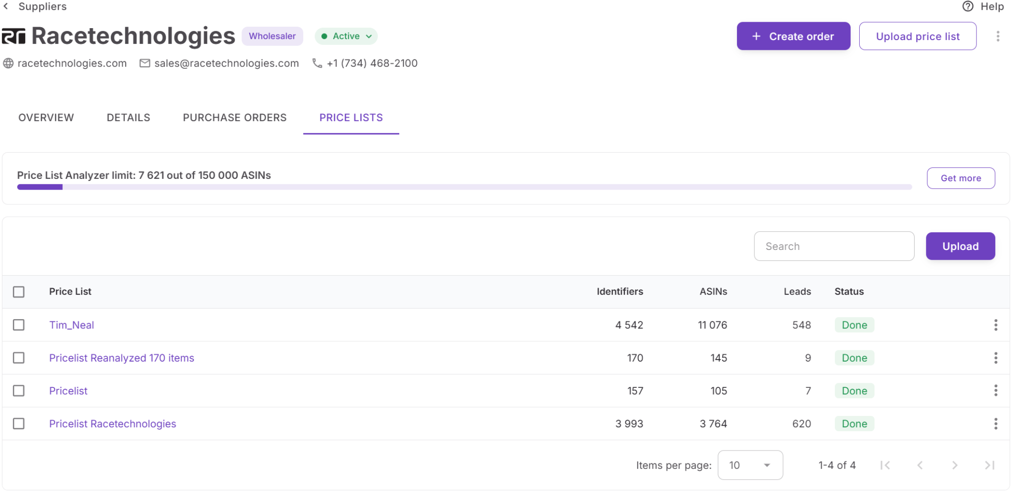 Listas de precios conectadas a los proveedores