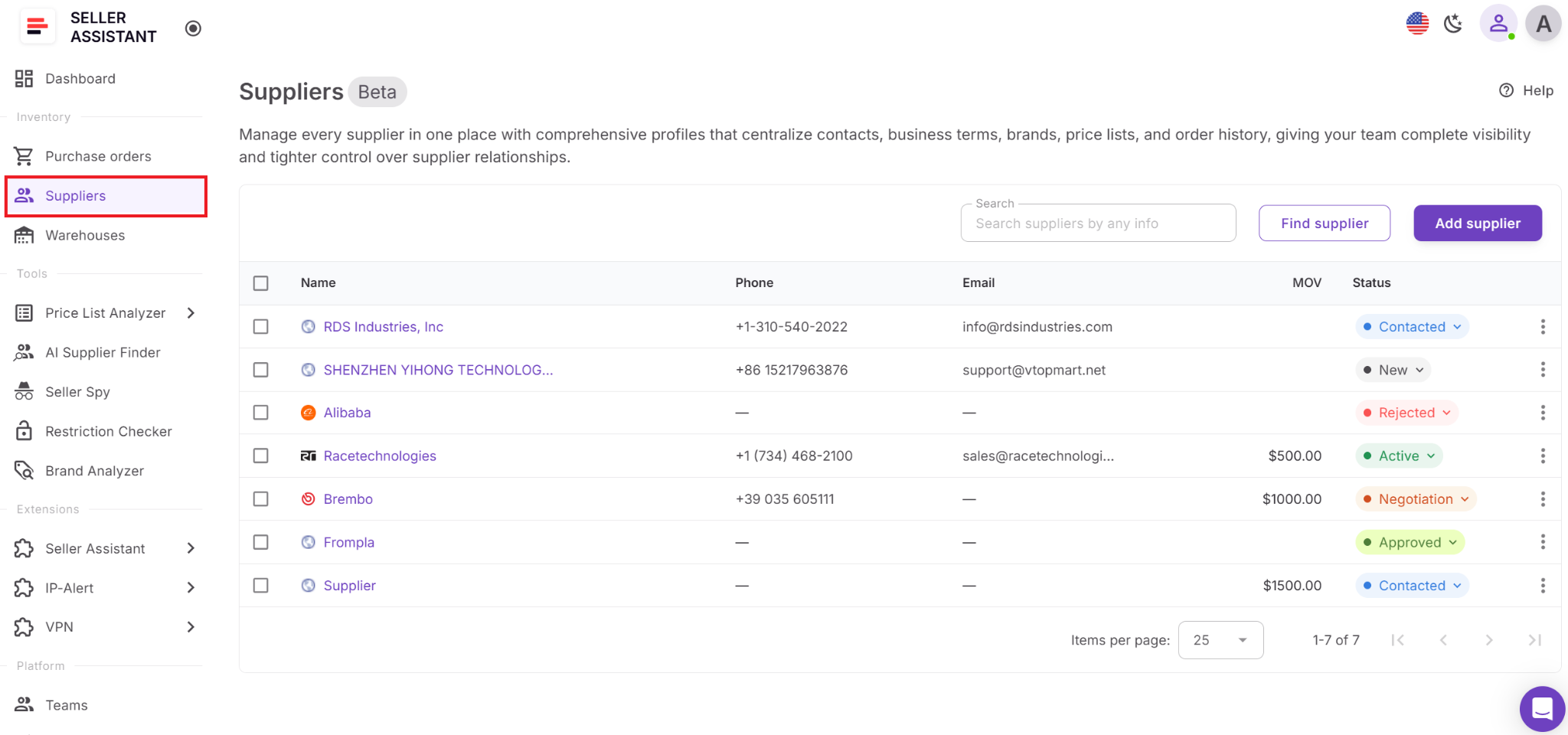 Paso 1. Abre la base de datos de proveedores