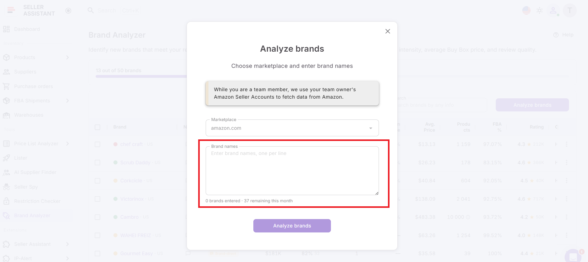 Step 3. Add brands for analysis