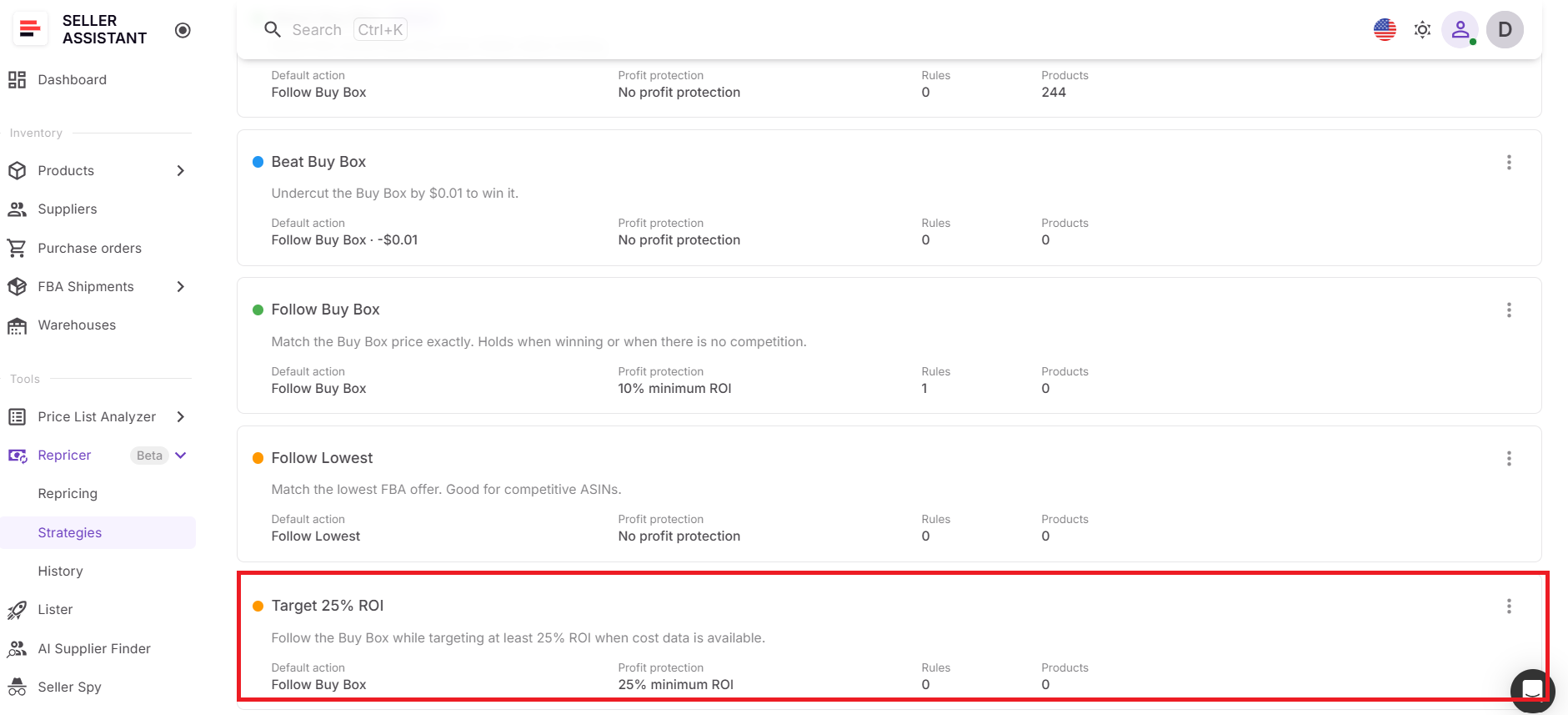 Target 25% ROI strategy example