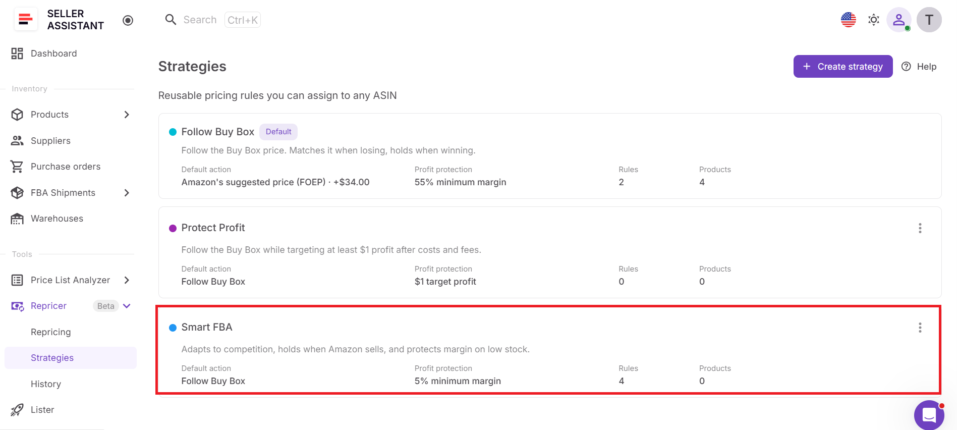 Smart FBA strategy example