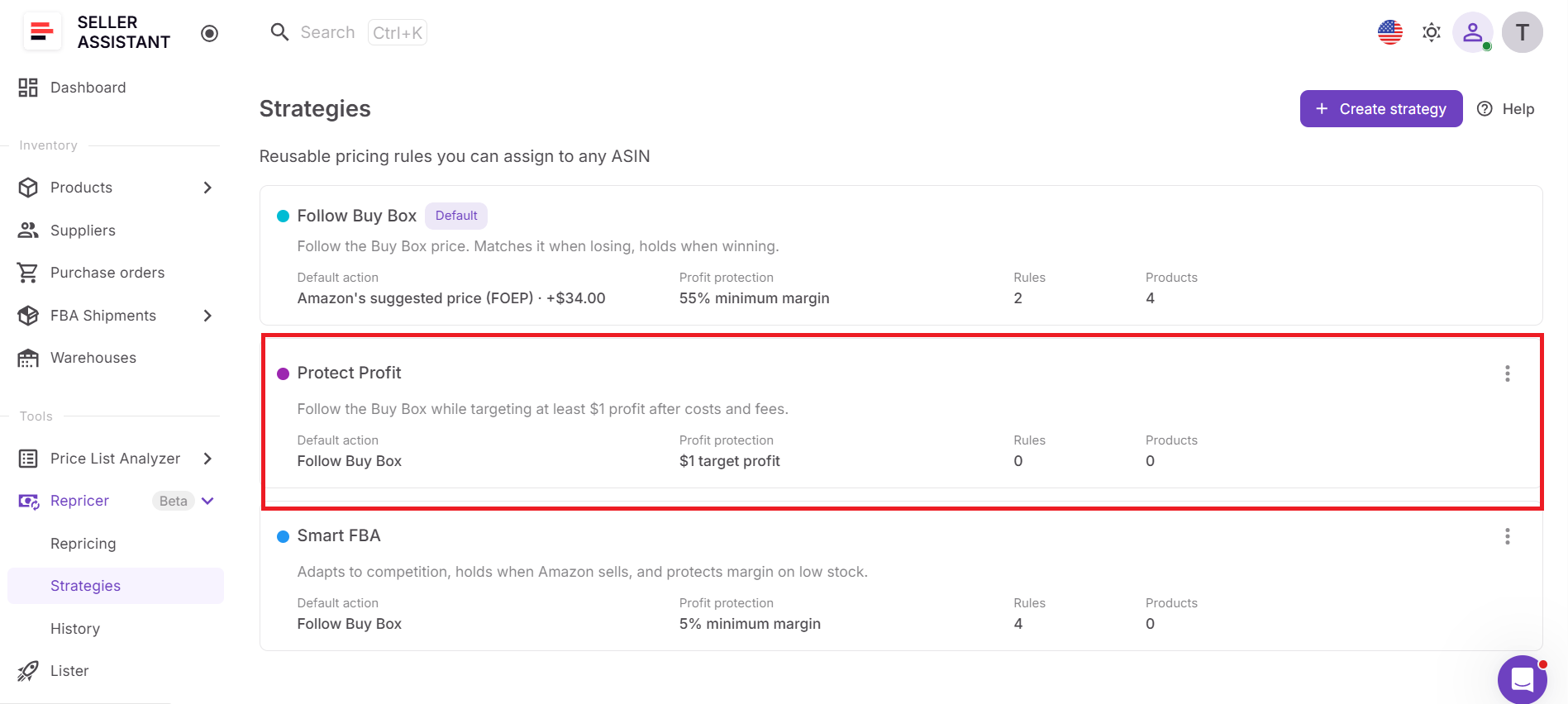 Smart FBA strategy example