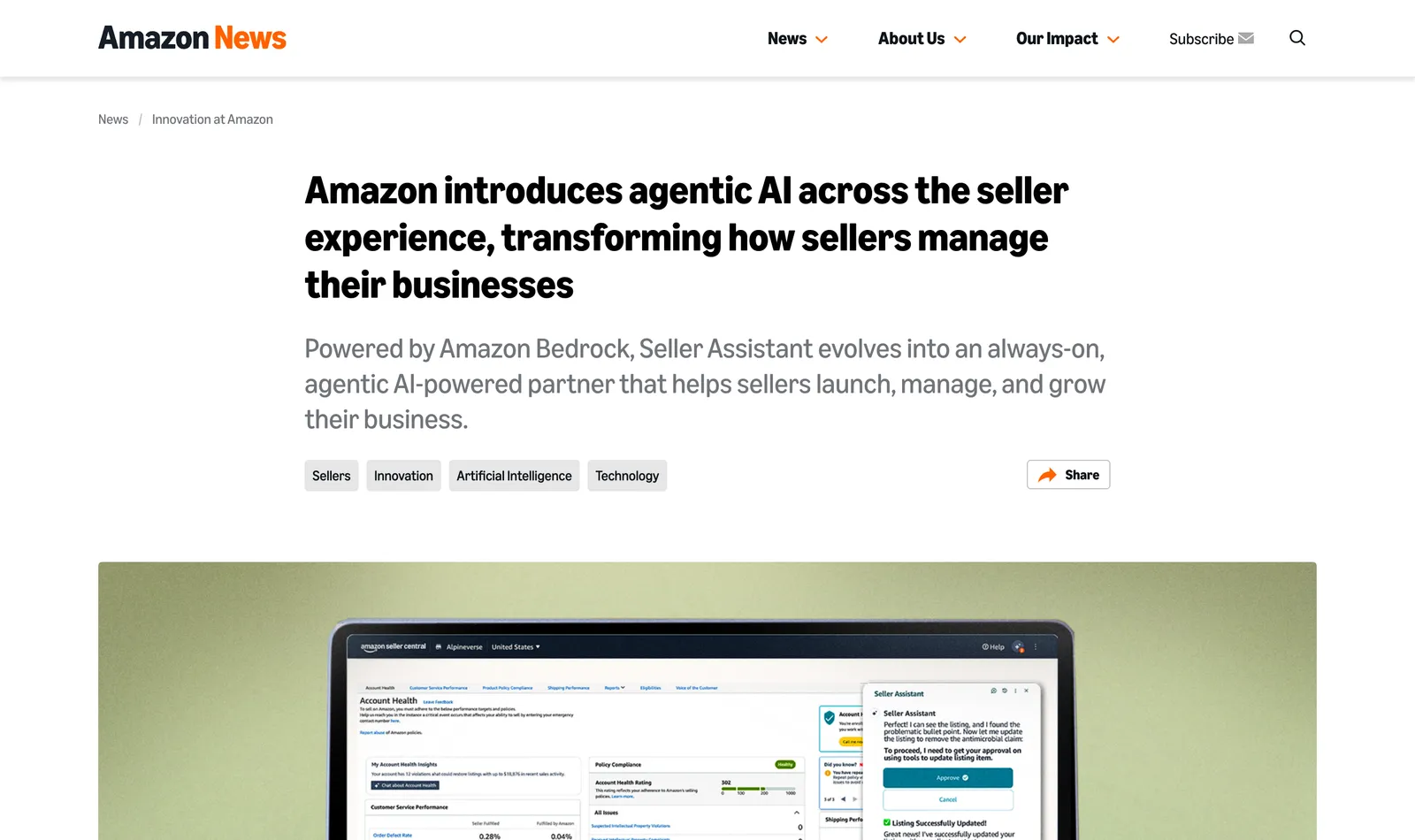 Amazon News'te Seller Assistant duyurusu (Ekim 2026)
