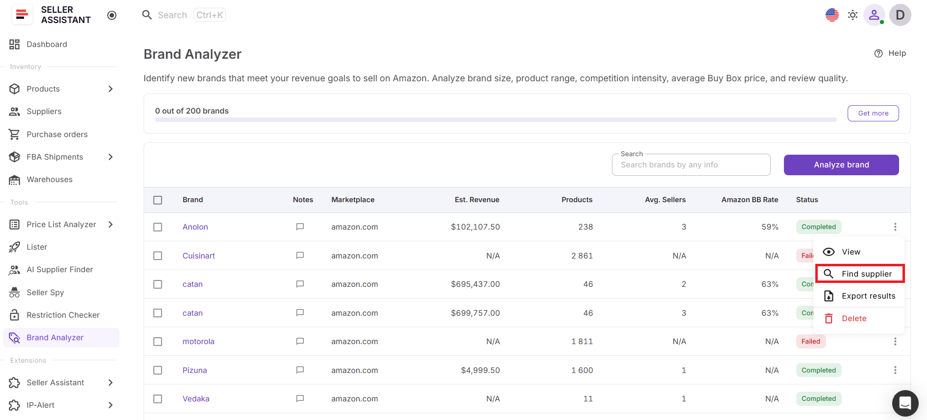 Step 2. Find suppliers with AI Supplier Finder