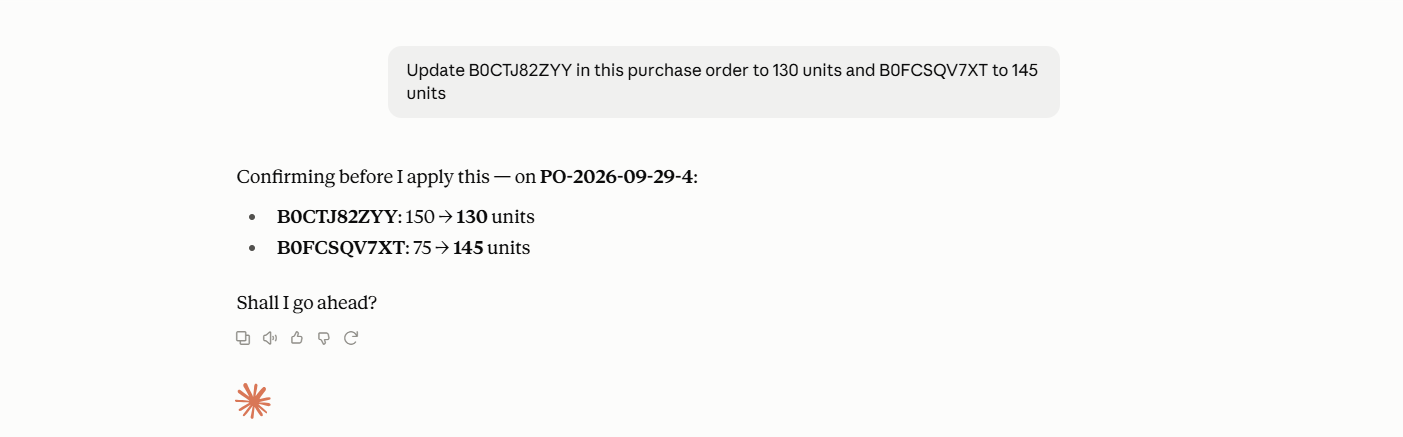 Update an order with a follow-up request