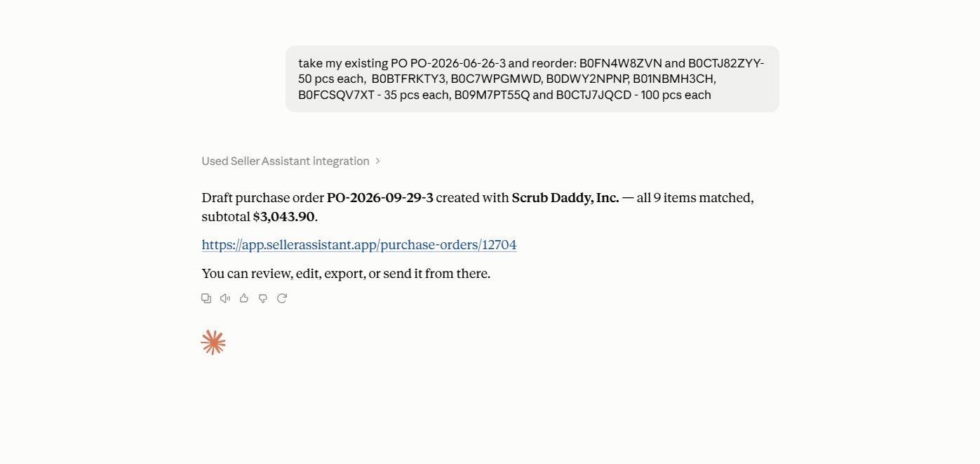 Find a purchase order you already created and reorder