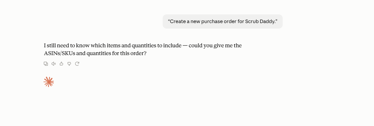 Step 2. Tell AI which purchase order you want to create