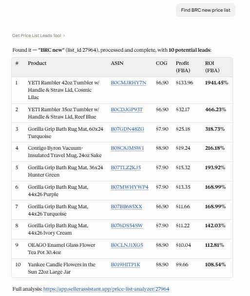 Step 2. Select and analyze the supplier price list