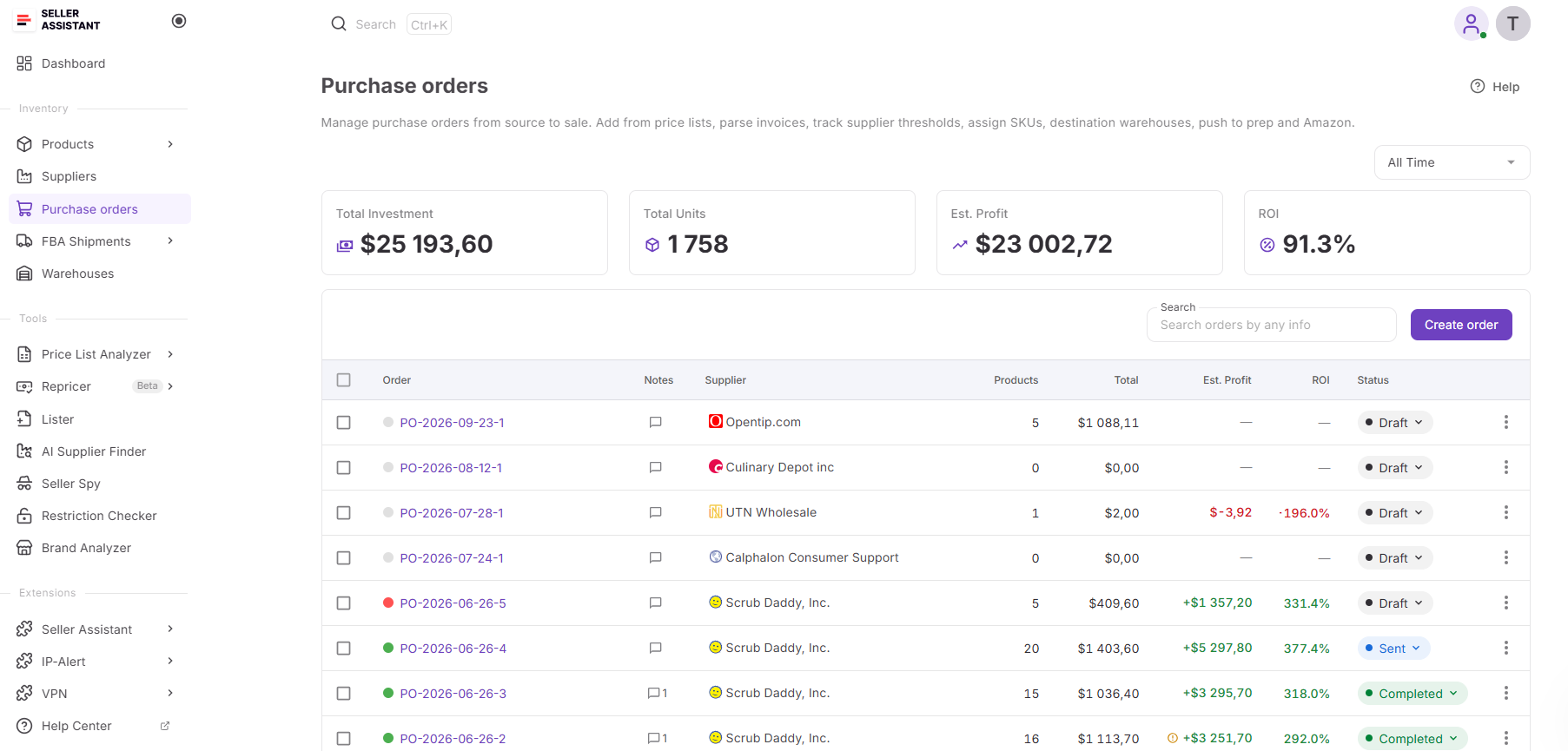 Purchase Orders Module от Seller Assistant