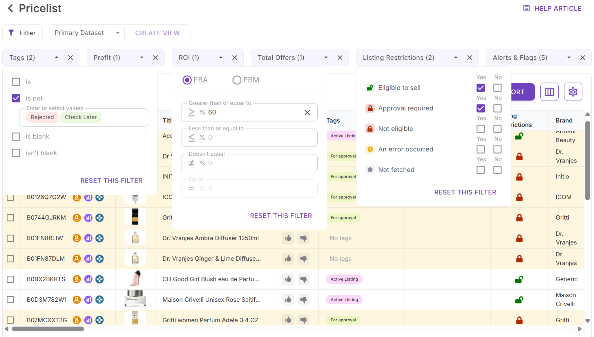 Step 6. Filter profitable products