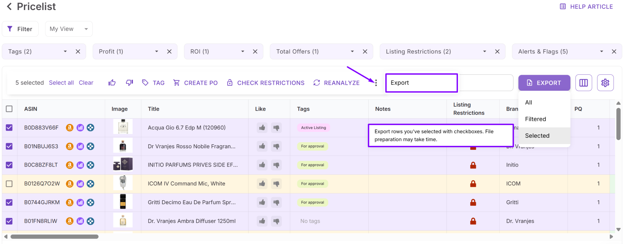 Step 8. Save or export your shortlist
