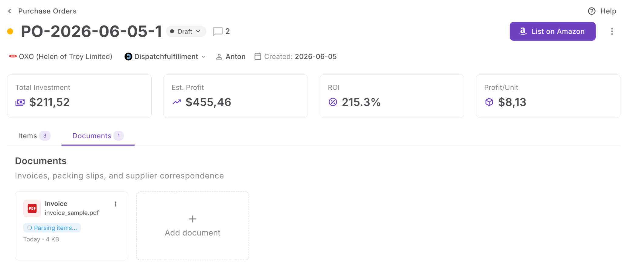 Beyond invoice automation, the Purchase Orders Module also includes built-in document management