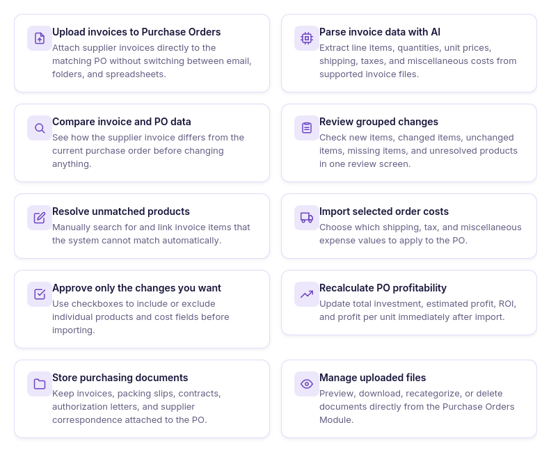 What you can do with AI Invoice Import