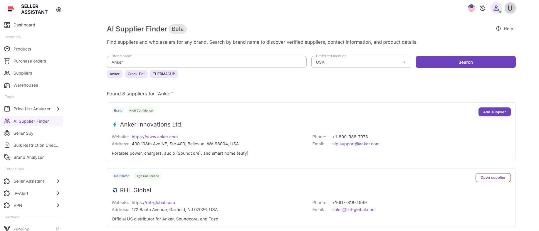 AI Supplier Finder