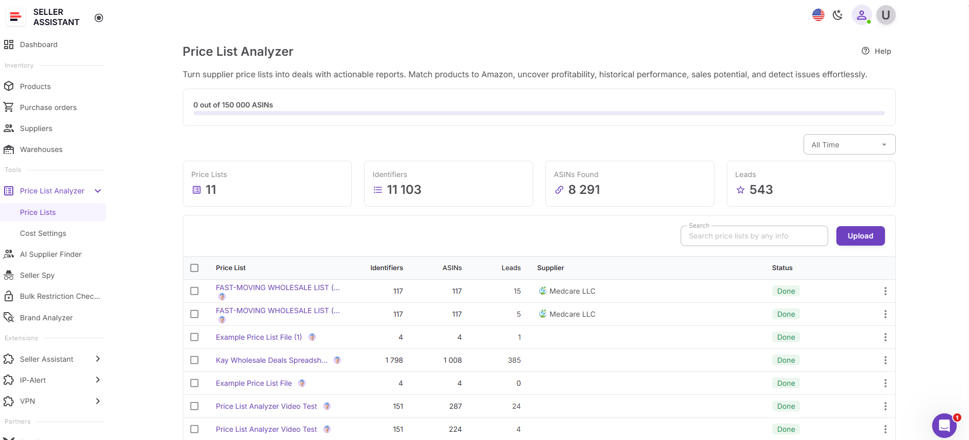 Sube tu lista de precios de proveedor