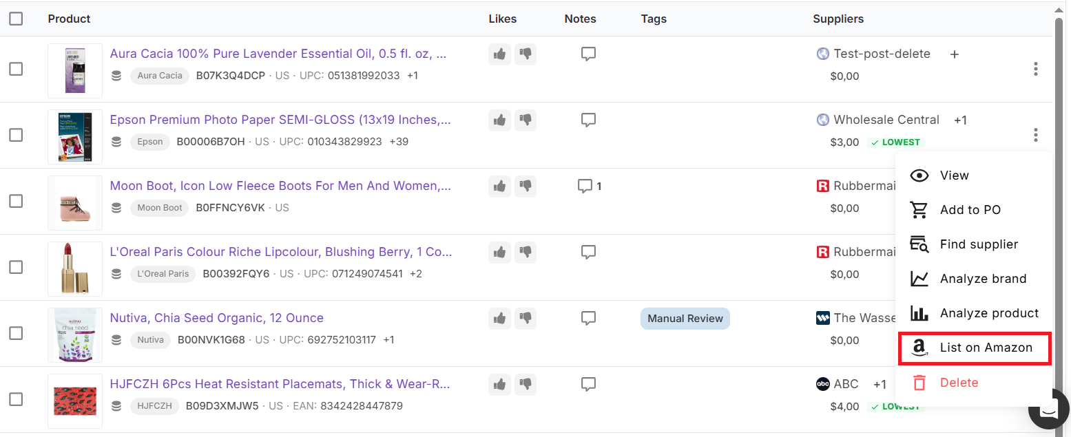 Step 3. Start Lister from Product Database