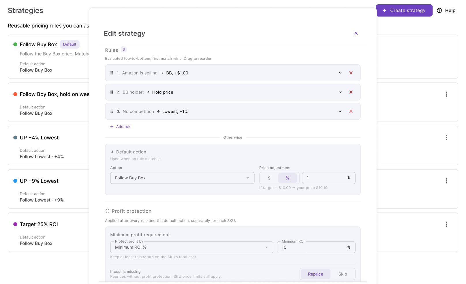 Seller Assistant can Follow Buy Box, Follow Lowest Price, or follow Amazon's suggested price (FOEP)