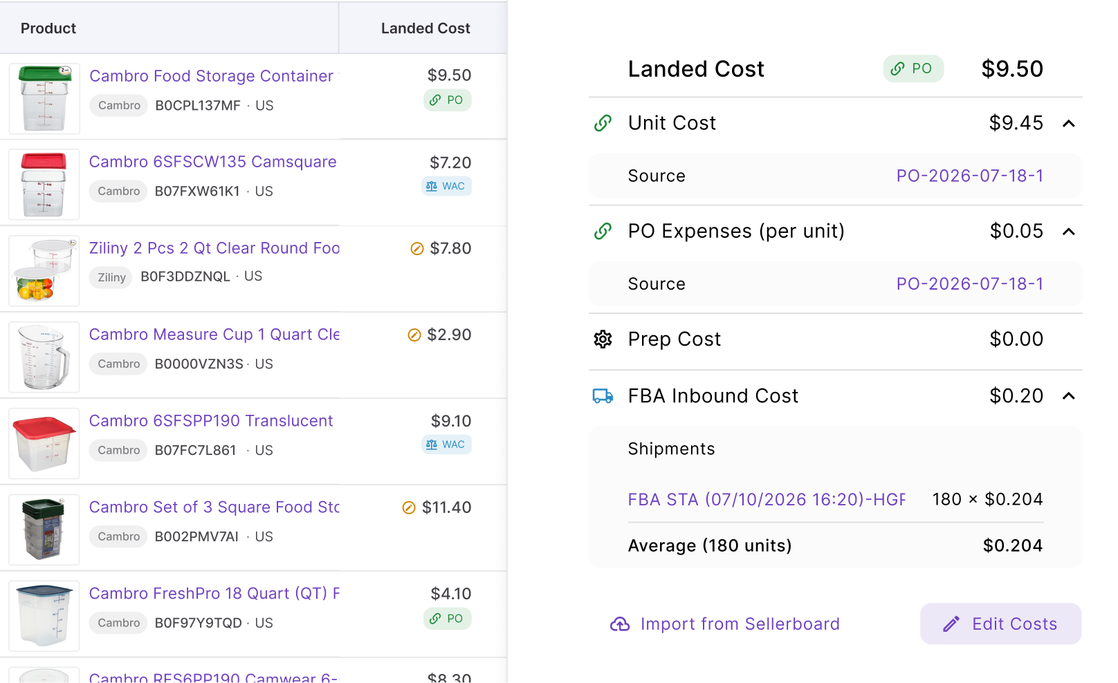 Step 6. Check landed cost