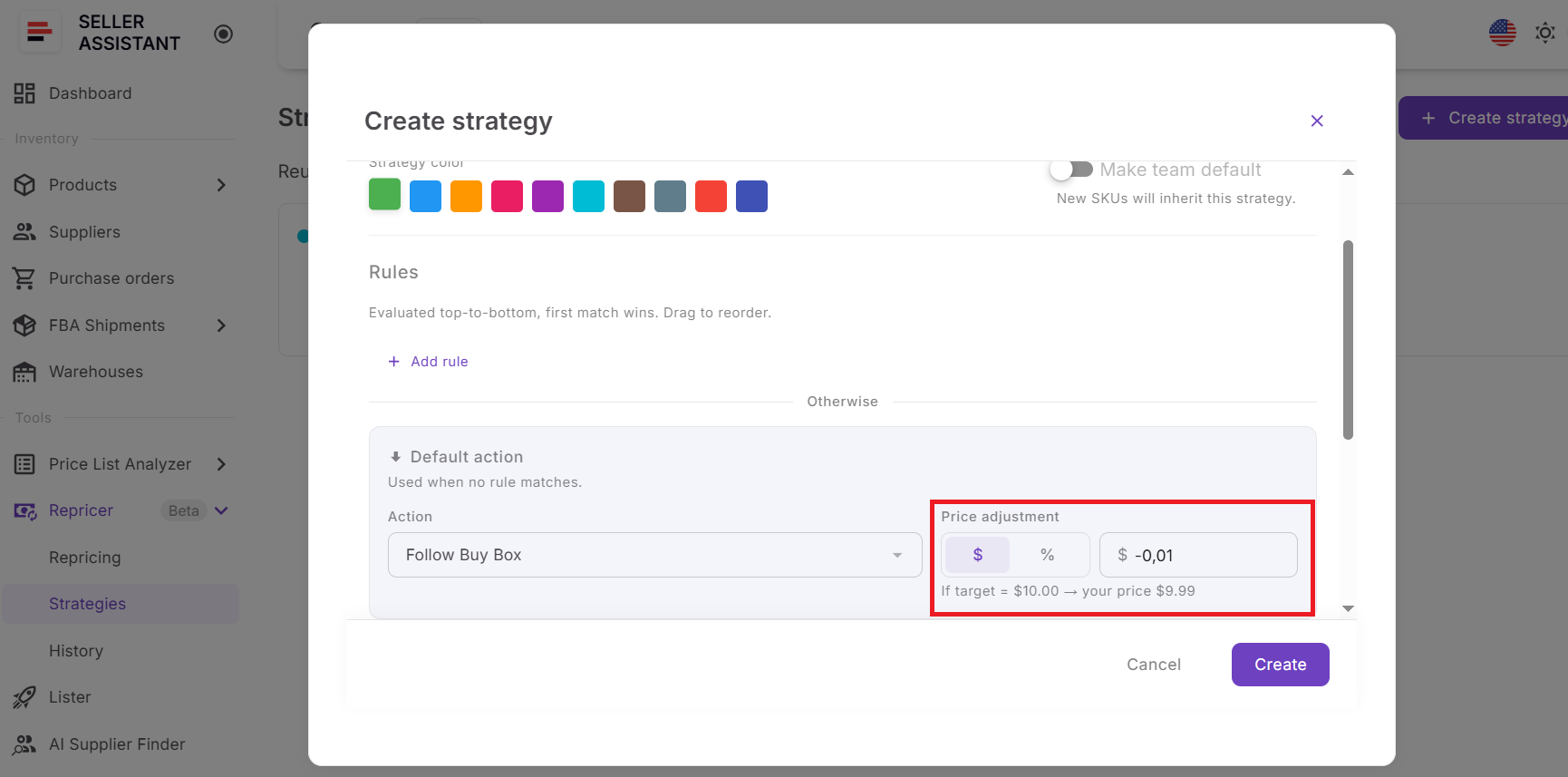 You can add a fixed-dollar or percentage adjustment