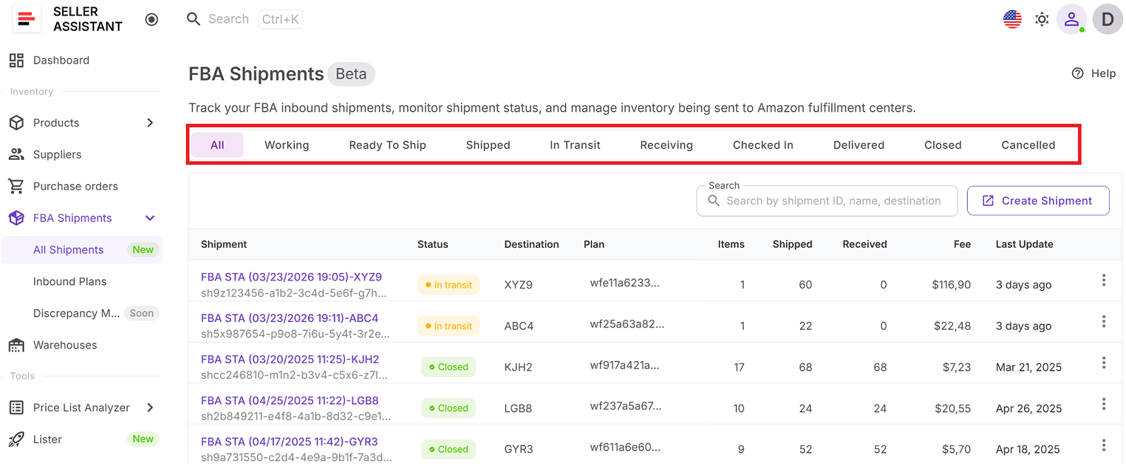  Track shipment status