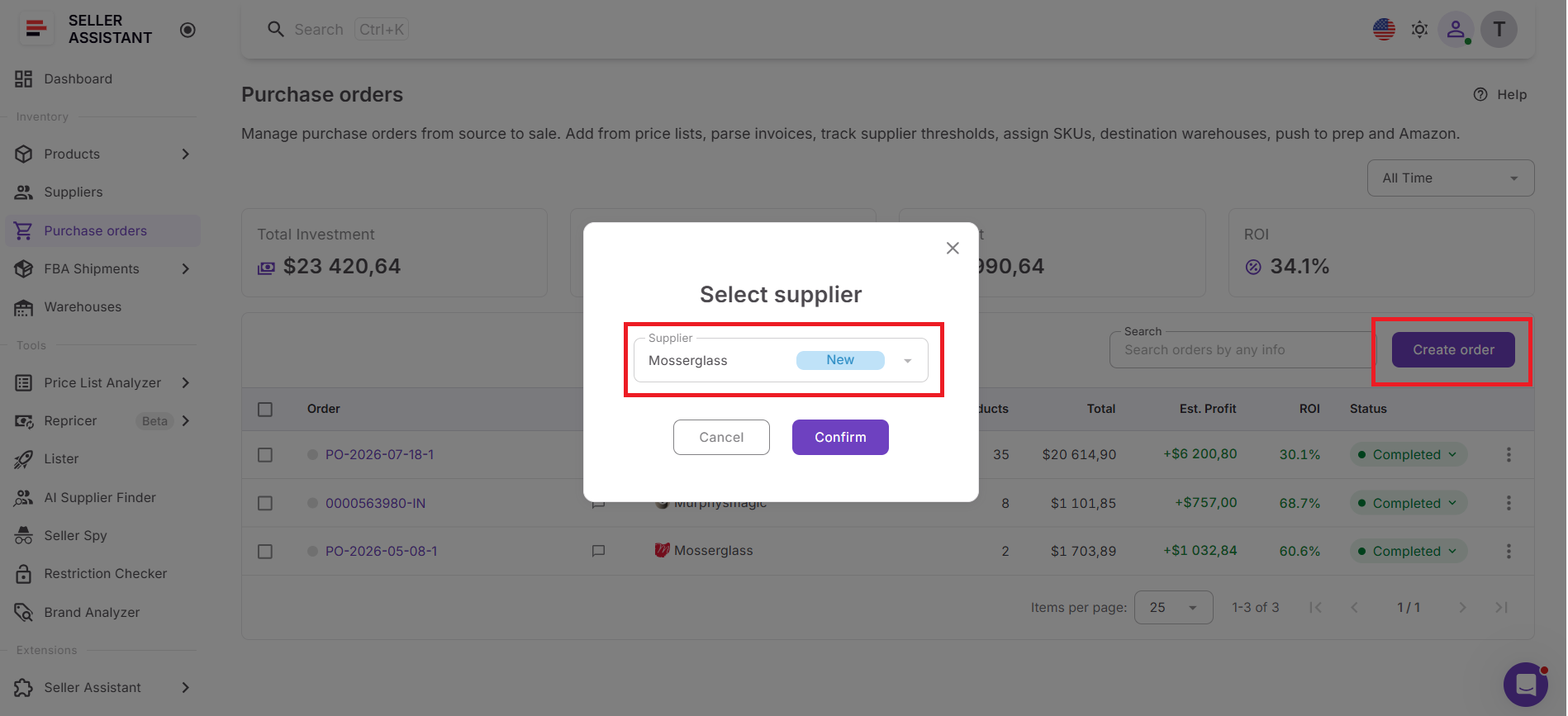 Step 2. Create a purchase order