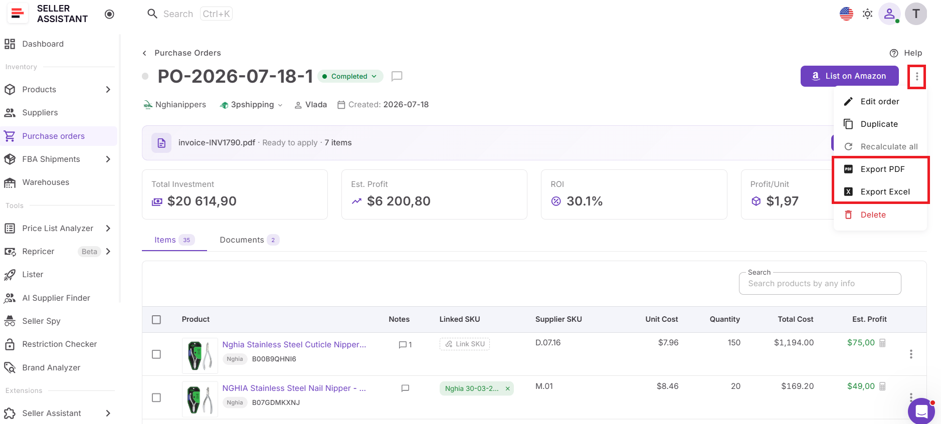 Step 6. Finalize and send the purchase order