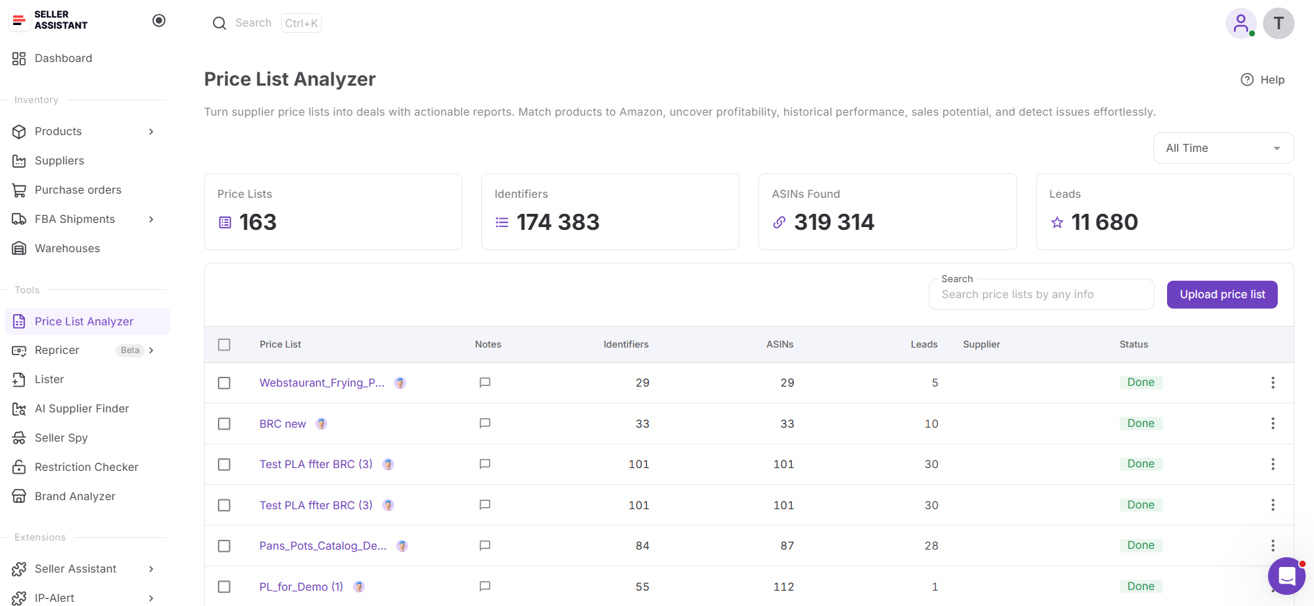 Seller Assistant’s Price List Analyzer
