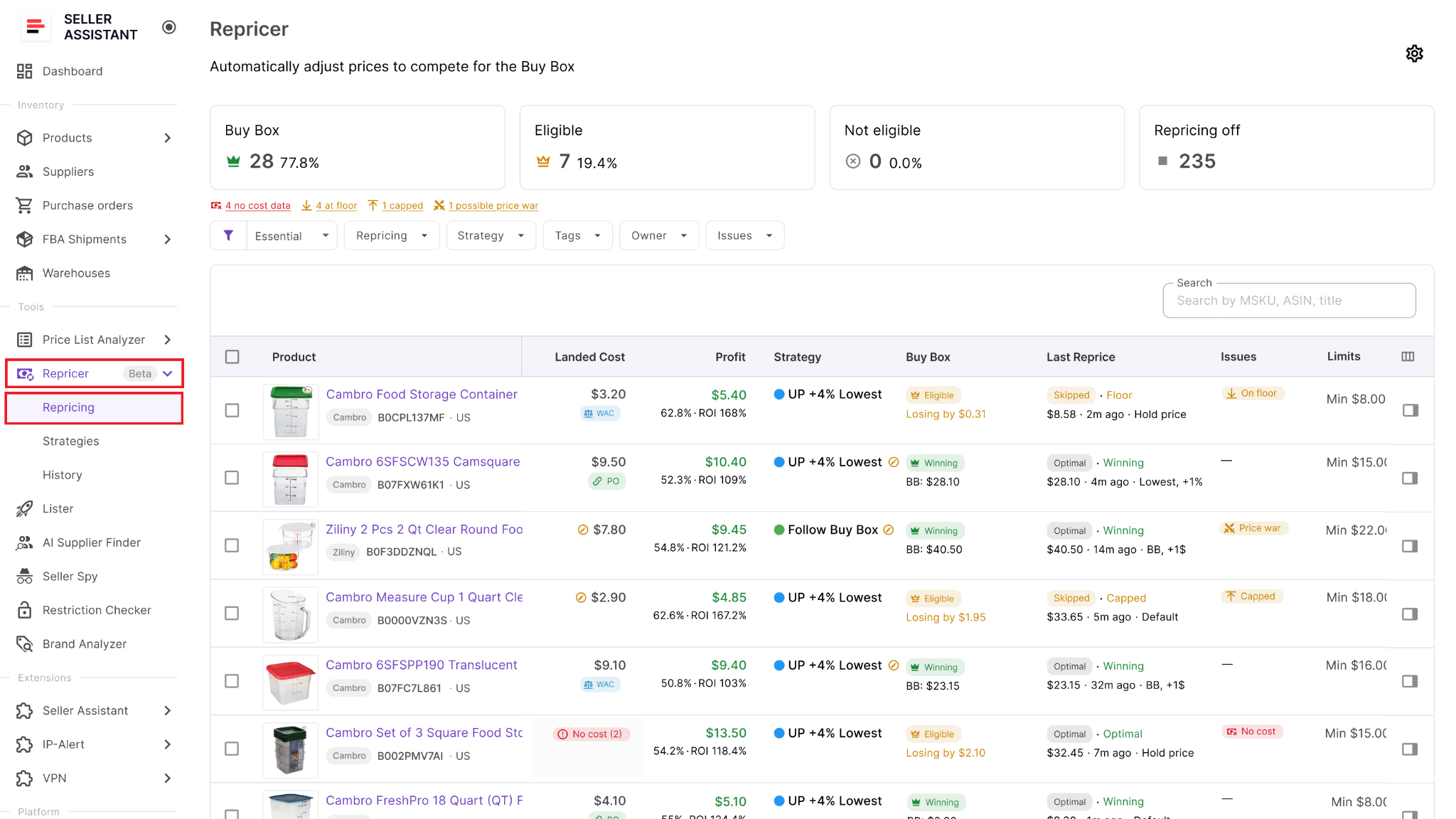 Step 1. Open the Repricing workspace