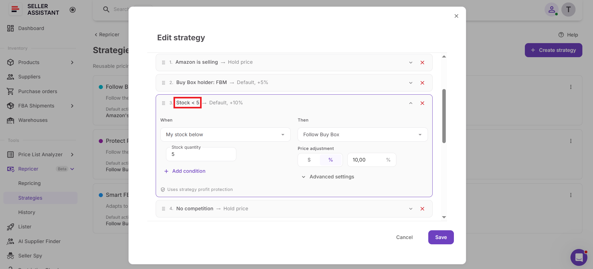 Return to normal pricing automatically