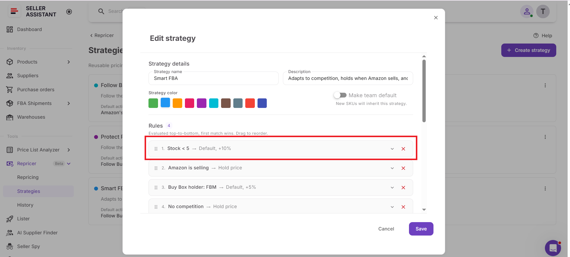 Step 5. Put the rule in the right priority