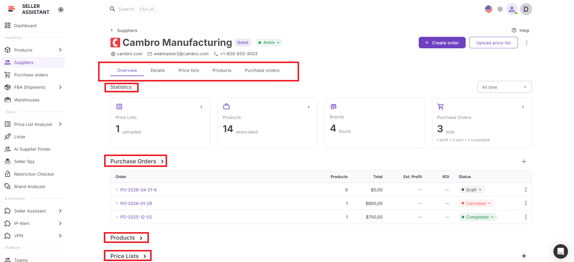 Supplier information from Suppliers Database remains linked throughout the analysis process. 